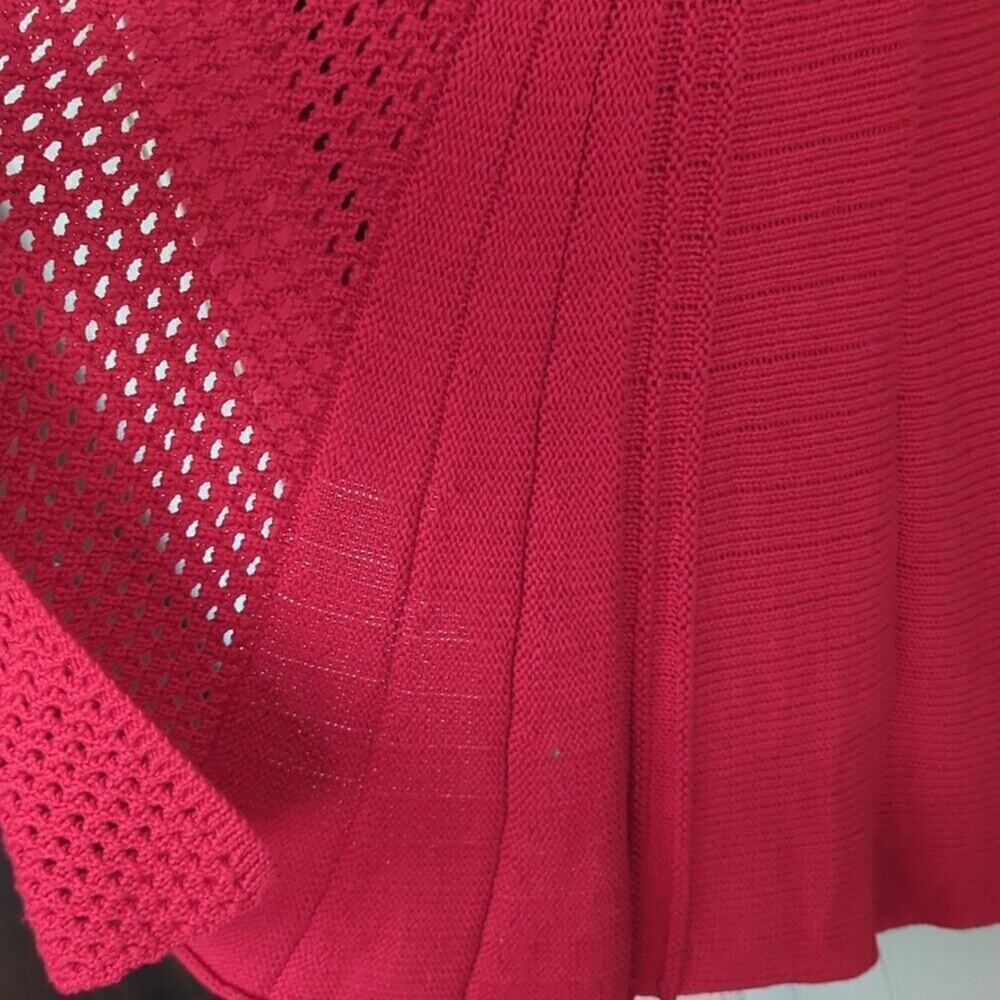 NY Collection Womens SZ XL Long Red Open Front Crotchet Cardigan Sweater - Picture 6 of 9